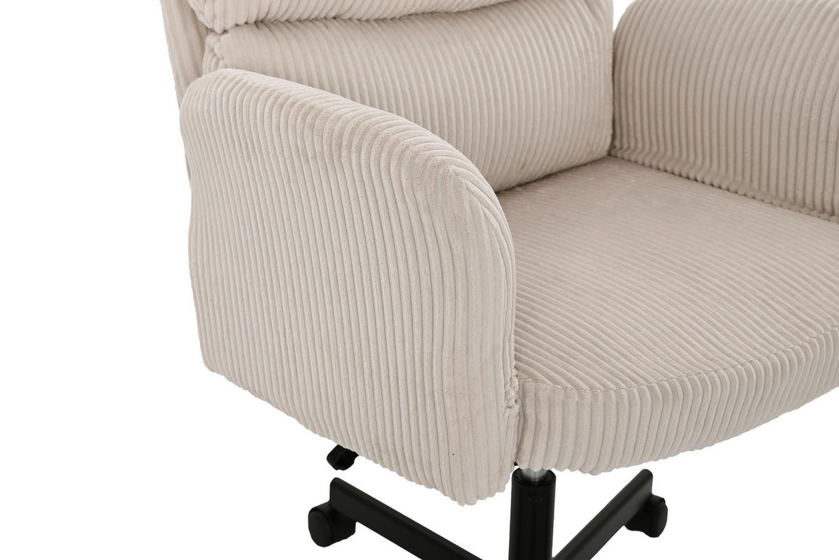 DREHSTUHL Cord Beige  - Beige/Schwarz, Modern, Holz/Kunststoff (73/85-95/65cm) - Livetastic