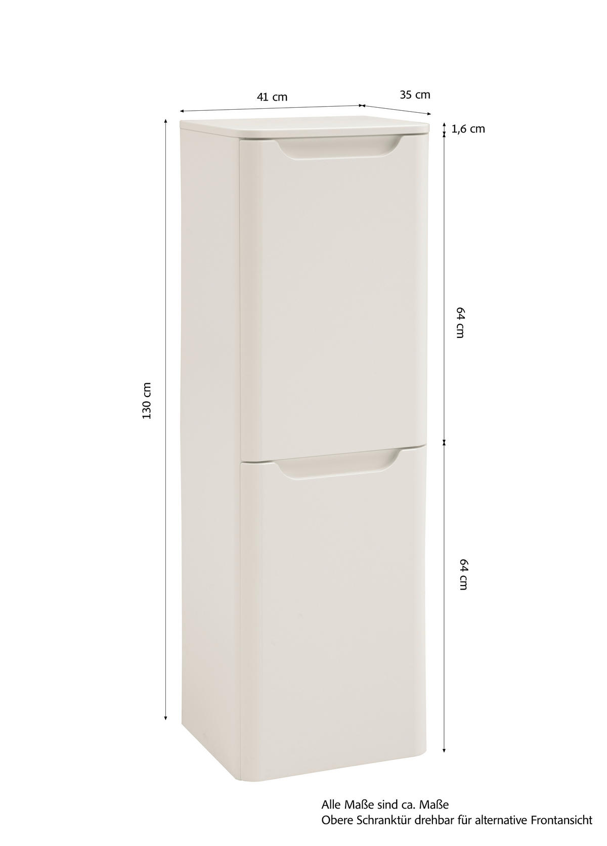 MIDISCHRANK 41/130/35 cm  - Weiß, KONVENTIONELL, Holzwerkstoff (41/130/35cm) - Xora