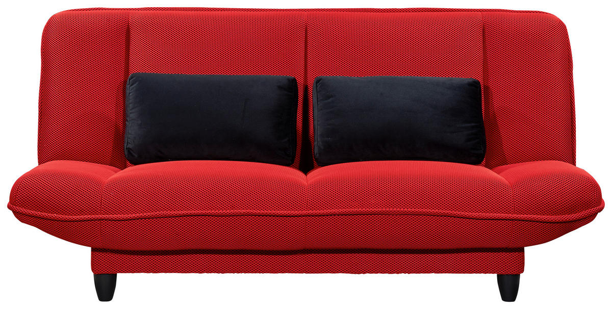 SCHLAFSOFA  mit Schlafen auf Sitzhöhe, Rücken echt Webstoff Rot  - Rot/Schwarz, KONVENTIONELL, Kunststoff/Textil (200/88/90cm) - MID.YOU