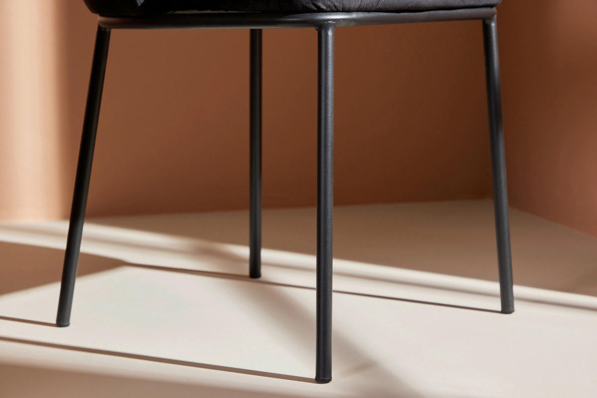 STUHL Schwarz  - Schwarz, Design, Textil/Metall (53/77/60cm) - Livetastic