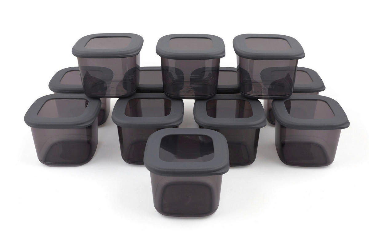 VORRATSDOSENSET 12-teilig  - Klar/Anthrazit, Basics, Kunststoff (10/10/9.5cm) - P & B