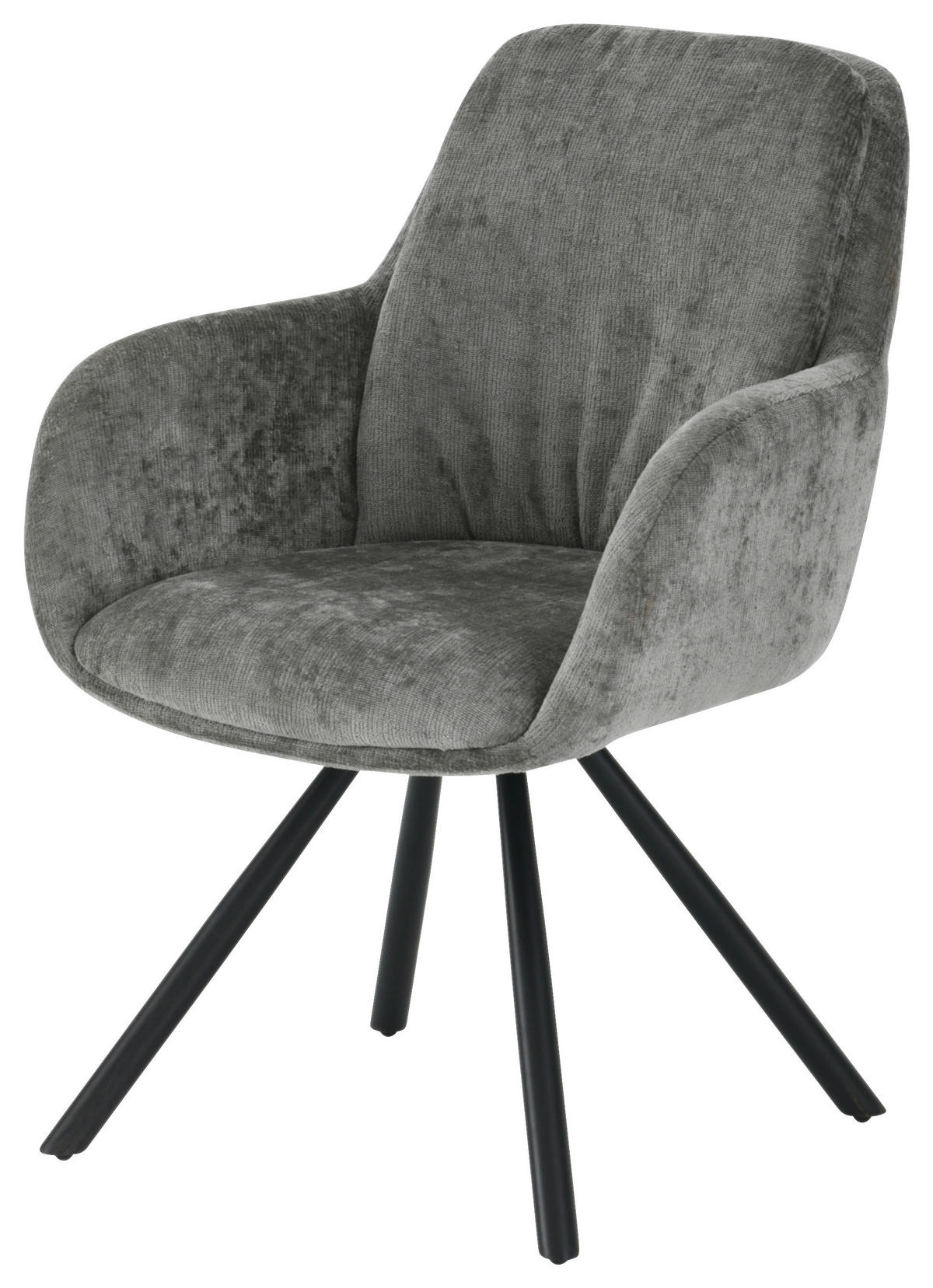 ARMLEHNSTUHL  in Eisen Chenille  - Schwarz/Grau, LIFESTYLE, Holz/Textil (62/88/66cm) - MID.YOU