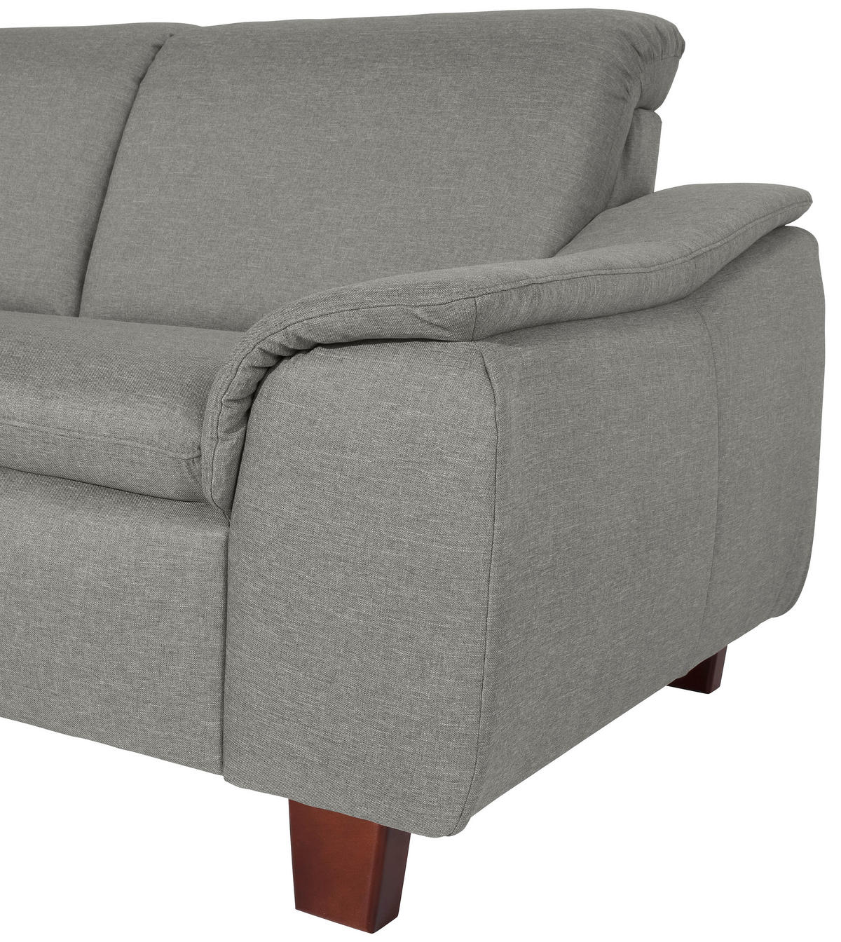 ECKSOFA in Flachgewebe Hellgrau  - Nussbaumfarben/Hellgrau, Design, Holz/Textil (247/82/187cm) - Max Winzer