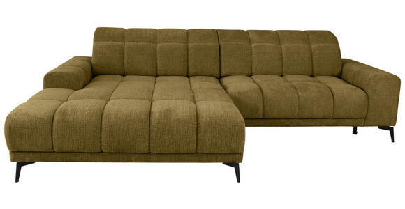 ECKSOFA inkl.Funktionen Olivgrün Chenille  - Schwarz/Olivgrün, MODERN, Textil/Metall (195/300cm) - Xora