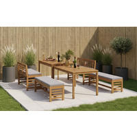 GARTENSET 6-teilig Akaziemassiv 6-teilig  - Grau/Akaziefarben, Natur, Holz - Ambia Garden