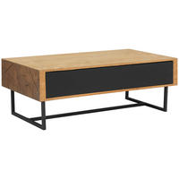 COUCHTISCH Eiche furniert 110/60/40 cm rechteckig Naturfarben, Schwarz  - Schwarz/Naturfarben, Design, Holz/Holzwerkstoff (110/60/40cm) - MID.YOU
