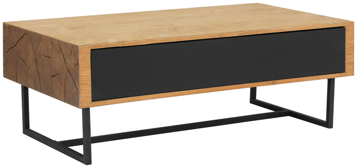 COUCHTISCH Eiche furniert 110/60/40 cm rechteckig Naturfarben, Schwarz  - Schwarz/Naturfarben, Design, Holz/Holzwerkstoff (110/60/40cm) - MID.YOU