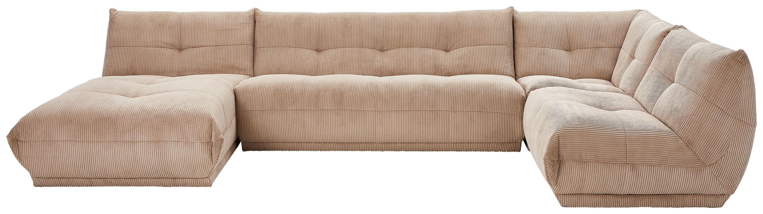 WOHNLANDSCHAFT GISELLE Taupe Cord  - Taupe, Trend, Textil (185/390/210cm) - Livetastic