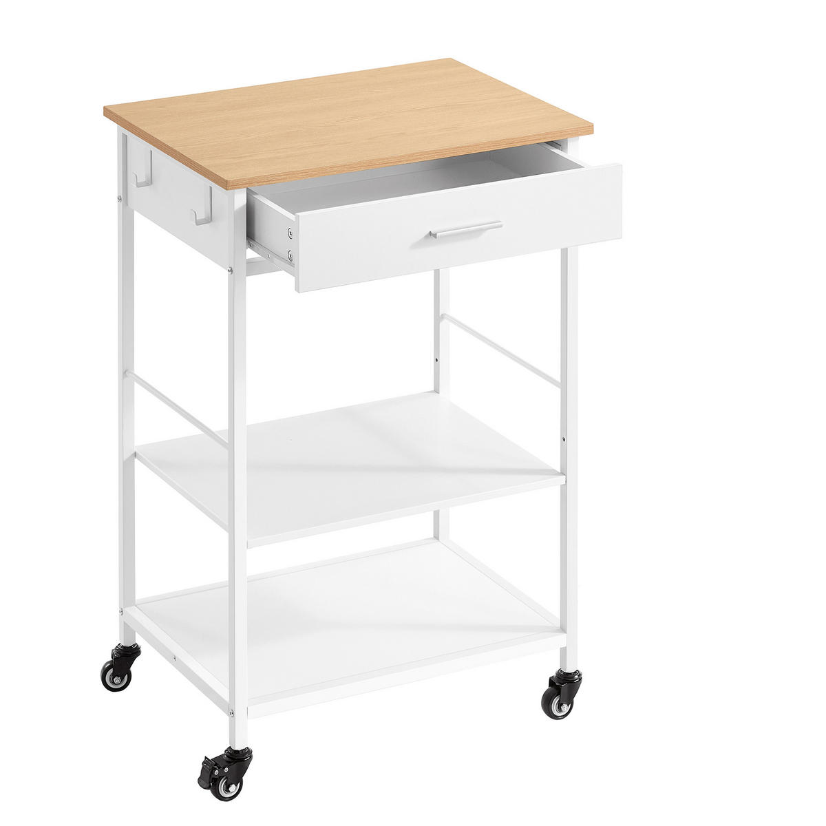 SERVIERWAGEN Weiß, Eichefarben  - Eichefarben/Silberfarben, Trend, Holzwerkstoff/Kunststoff (45/60/90cm) - Boxxx