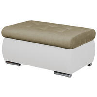 HOCKER Lederlook, Flachgewebe Weiß, Beige  - Beige/Weiß, Design, Kunststoff/Textil (92/45/61cm) - MID.YOU