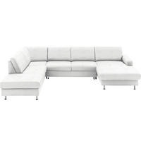 WOHNLANDSCHAFT in Echtleder Weiss  - Weiss/Alufarben, Design, Leder/Metall (233/339/165cm) - Beldomo Premium