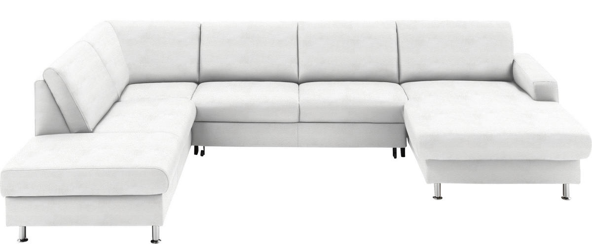 WOHNLANDSCHAFT in Echtleder Weiss  - Weiss/Alufarben, Design, Leder/Metall (233/339/165cm) - Beldomo Premium