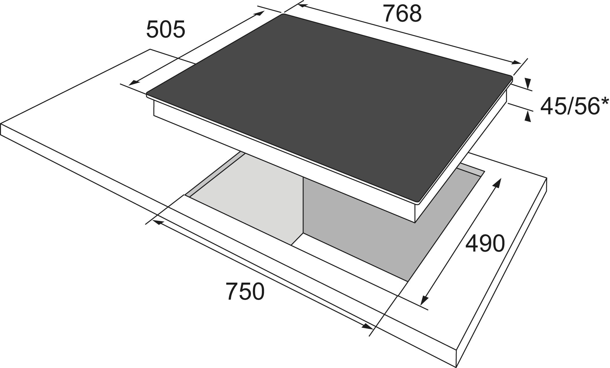 GLASKERAMIKKOCHFELD 70400  - Schwarz, Basics, Glas (76,8/50,5/4,5cm) - Mican