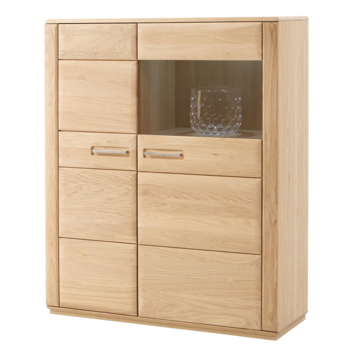 WOHNWAND  in Eichefarben  300/176/51 cm  - Eichefarben/Silberfarben, Design, Glas/Holz (300/176/51cm) - Livetastic