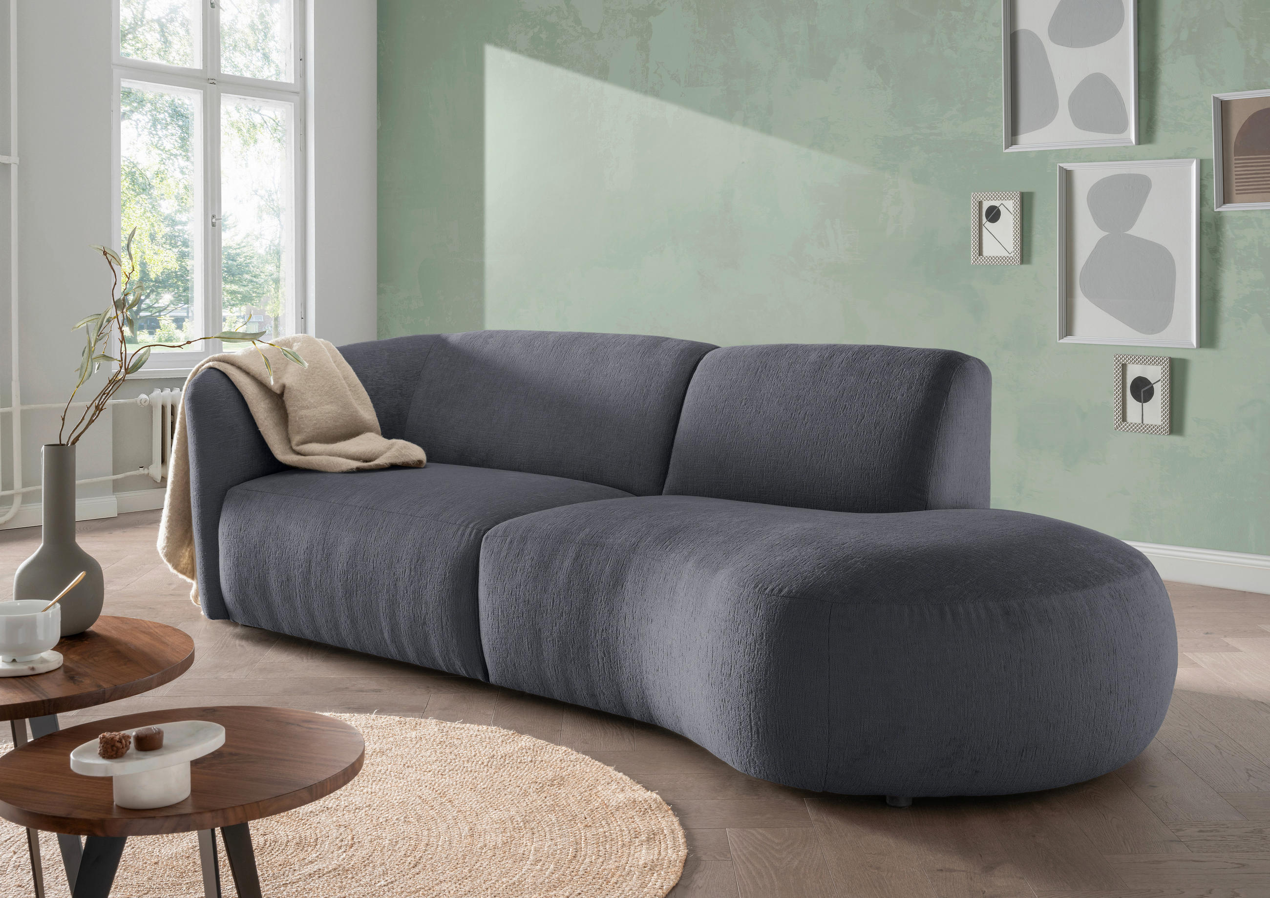 ECKSOFA Jesi Anthrazit Mikrofaser  - Anthrazit/Schwarz, MODERN, Kunststoff/Textil (238/107cm) - Livetastic