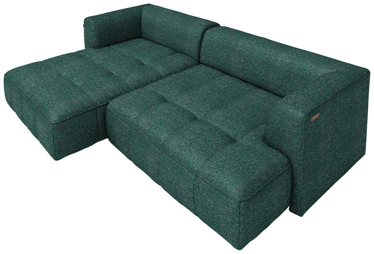 ECKSOFA Webstoff Grün  - Schwarz/Grün, Design, Kunststoff/Textil (288/188cm) - Welnova