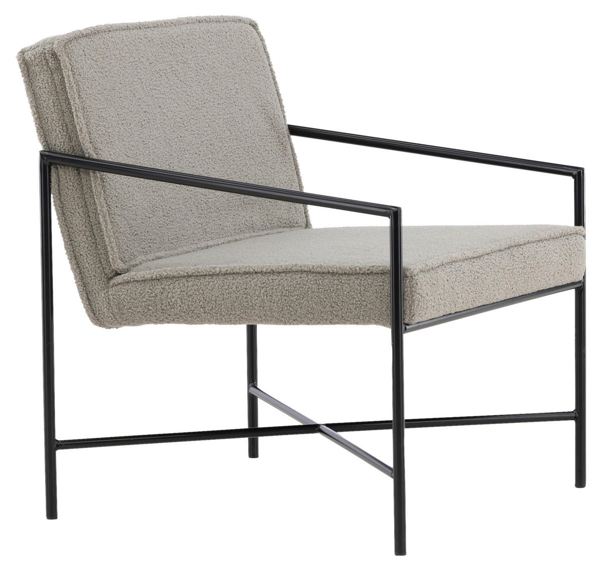 SESSEL in Teddystoff Schwarz, Beige  - Beige/Schwarz, Design, Textil/Metall (66/78/65cm) - Livetastic