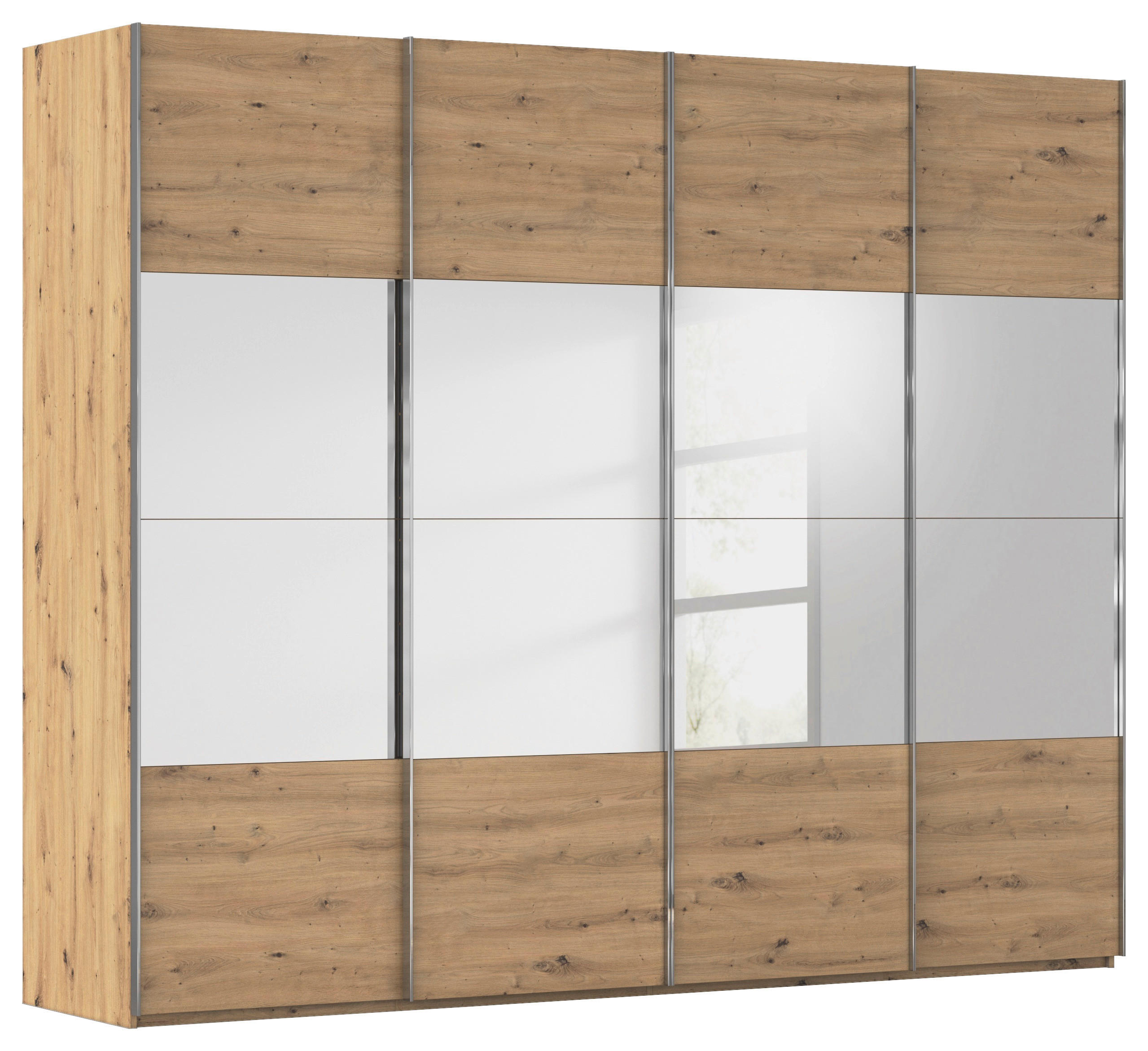 SCHWEBETÜRENSCHRANK 271/235/68 cm 4-türig Eiche Artisan  - Chromfarben/Eiche Artisan, Design, Holzwerkstoff/Metall (271/235/68cm) - Novel