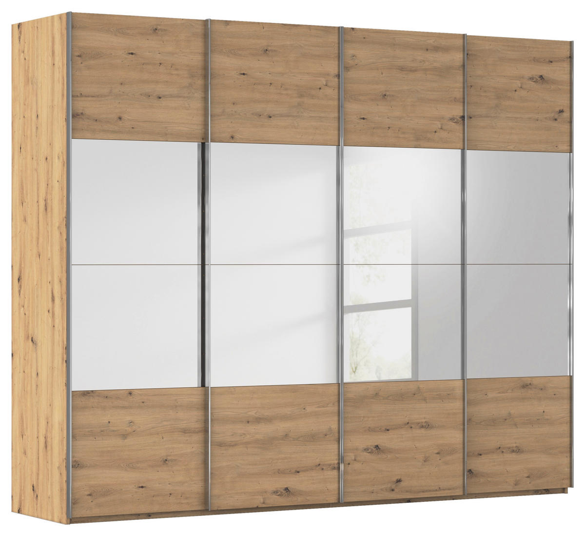 SCHWEBETÜRENSCHRANK  in Eiche Artisan  - Chromfarben/Eiche Artisan, Design, Holzwerkstoff/Metall (271/235/68cm) - Novel