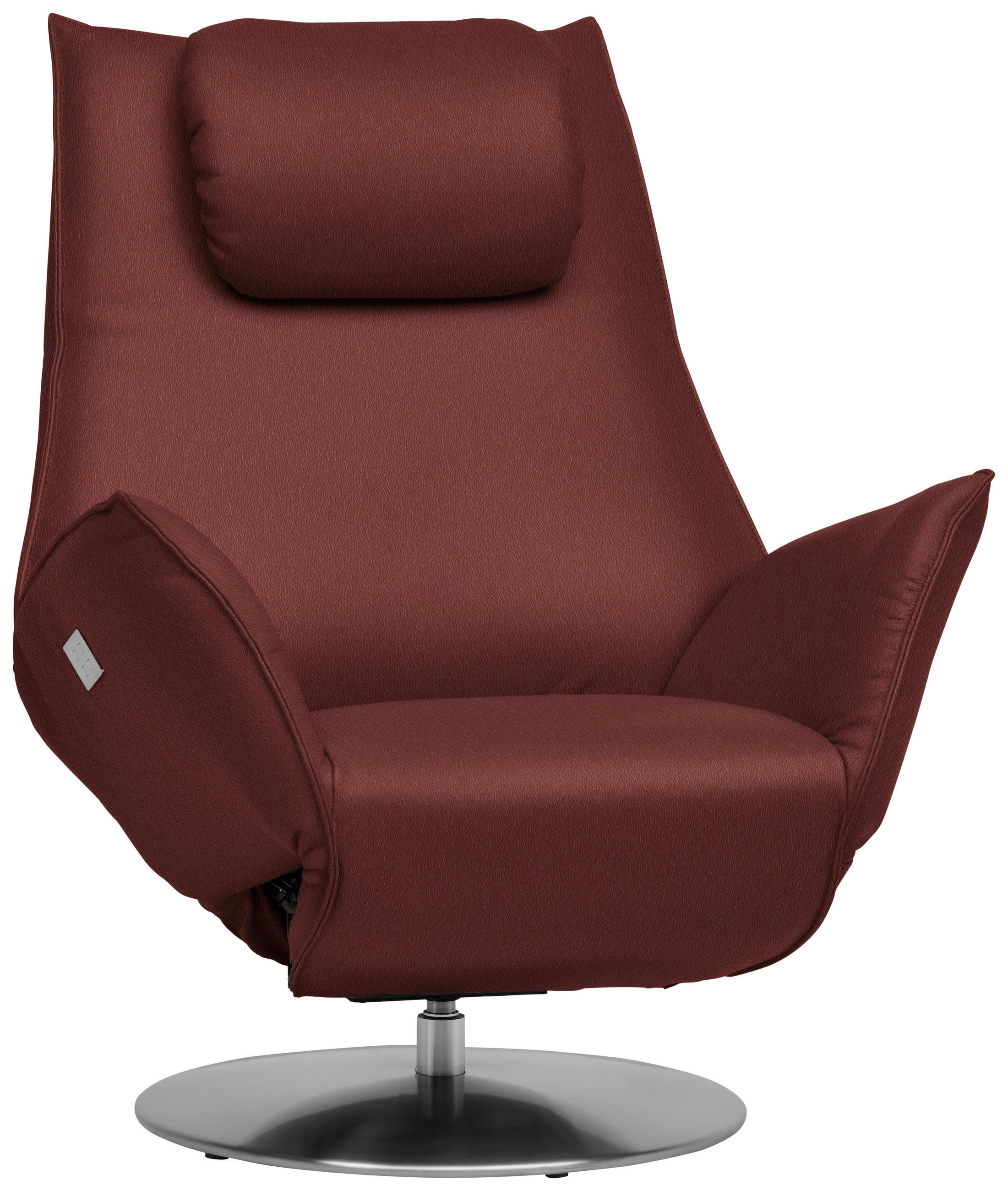 RELAXSESSEL in Leder Bordeaux  - Edelstahlfarben/Bordeaux, Design, Leder/Metall (92/79/90cm) - Koinor