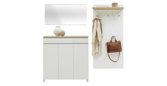 GARDEROBE 3-teilig in 215/200/37 cm - Eichefarben/Silberfarben, Design, Holz/Holzwerkstoff (215/200/37cm) - Dieter Knoll