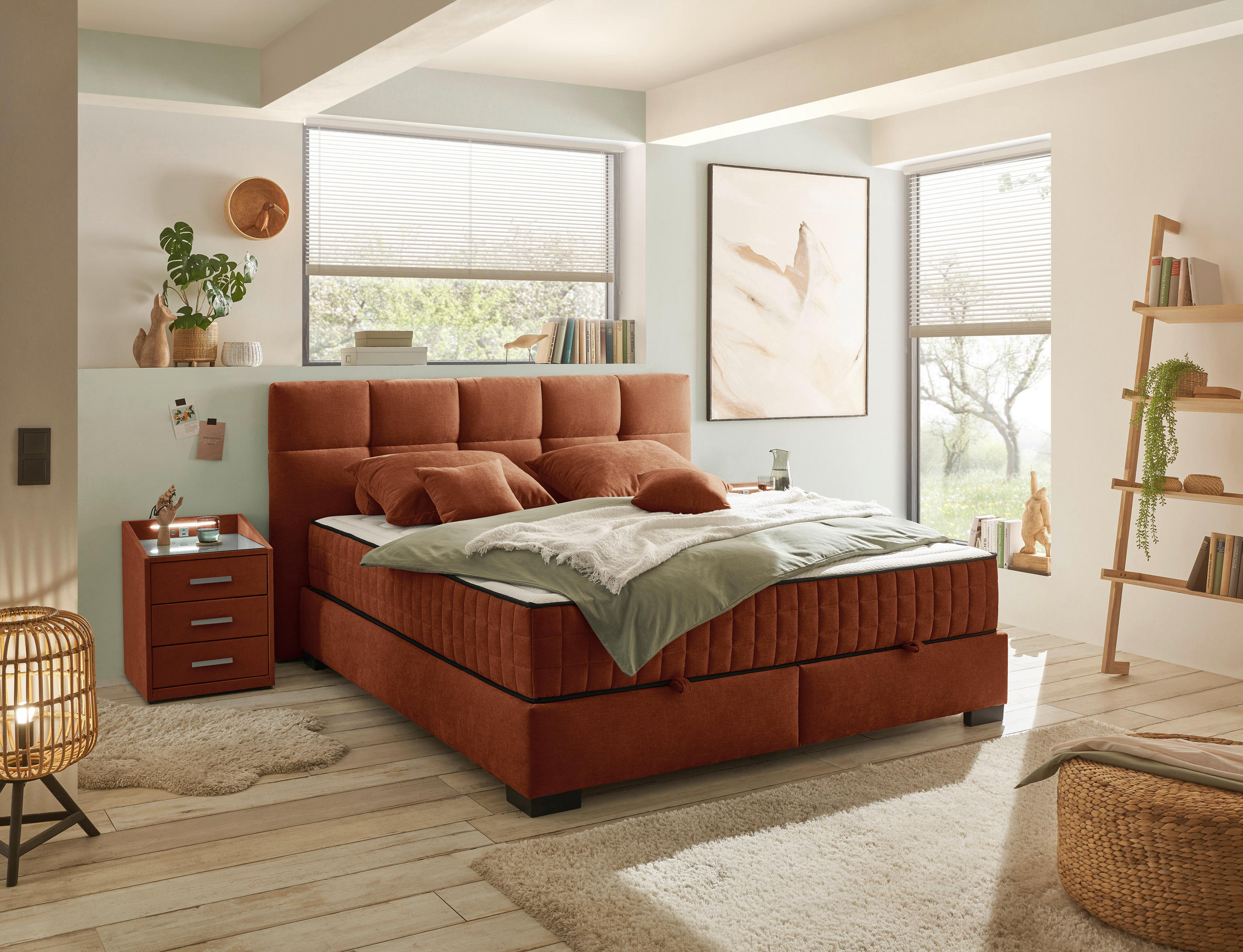 BOXBETT 160/200 cm  in Cognac  - Cognac/Schwarz, MODERN, Holzwerkstoff/Kunststoff (160/200cm) - MID.YOU