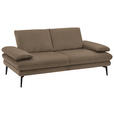 2,5-SITZER in Velours Hellbraun  - Hellbraun/Beige, Design, Textil/Metall (196/89/104cm) - Dieter Knoll