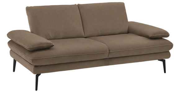 2,5-SITZER in Velours Hellbraun  - Hellbraun/Beige, Design, Textil/Metall (196/89/104cm) - Dieter Knoll