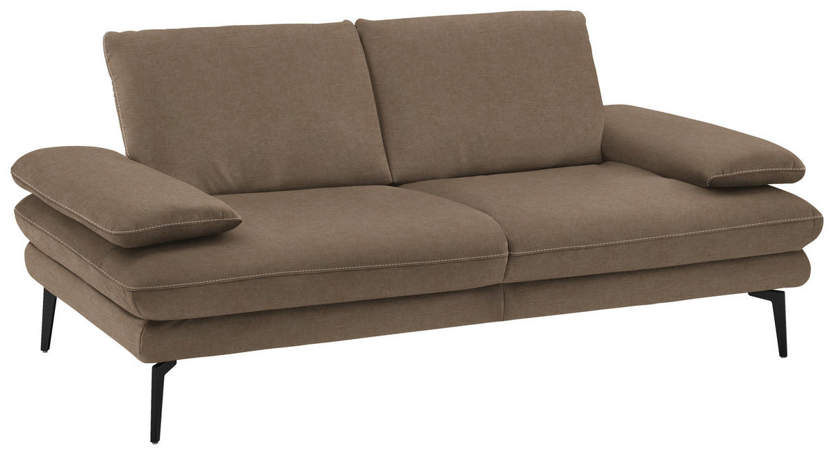 2,5-SITZER in Velours Hellbraun  - Hellbraun/Beige, Design, Textil/Metall (196/89/104cm) - Dieter Knoll