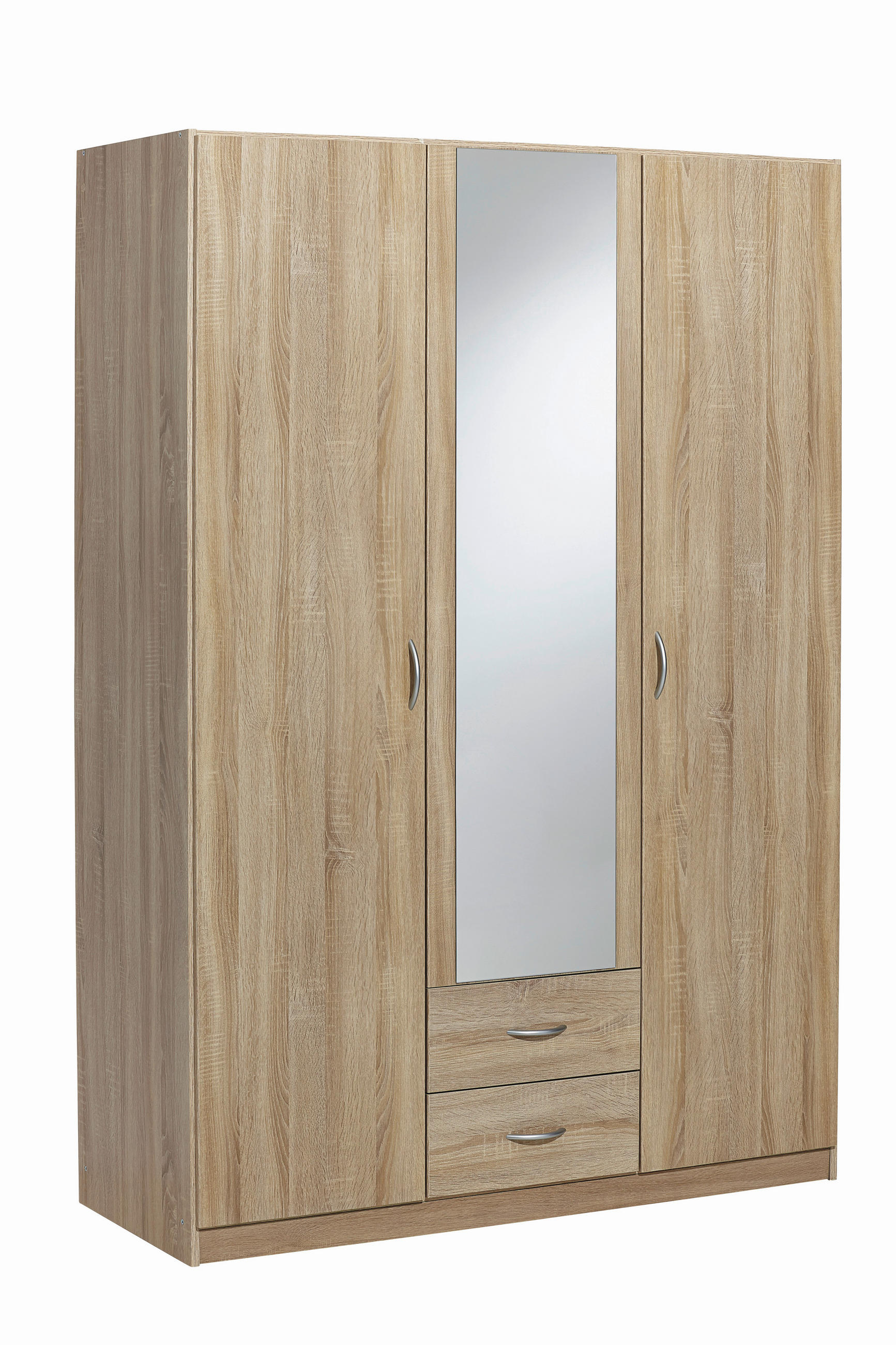 KLEIDERSCHRANK 136/197/54 cm 3 Tür(en)-türig  - Silberfarben/Sonoma Eiche, Design, Holzwerkstoff/Kunststoff (136/197/54cm) - Boxxx