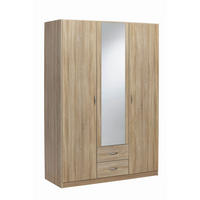 KLEIDERSCHRANK 136/197/54 cm 3 Tür(en)-türig  - Silberfarben/Sonoma Eiche, Design, Holzwerkstoff/Kunststoff (136/197/54cm) - Boxxx