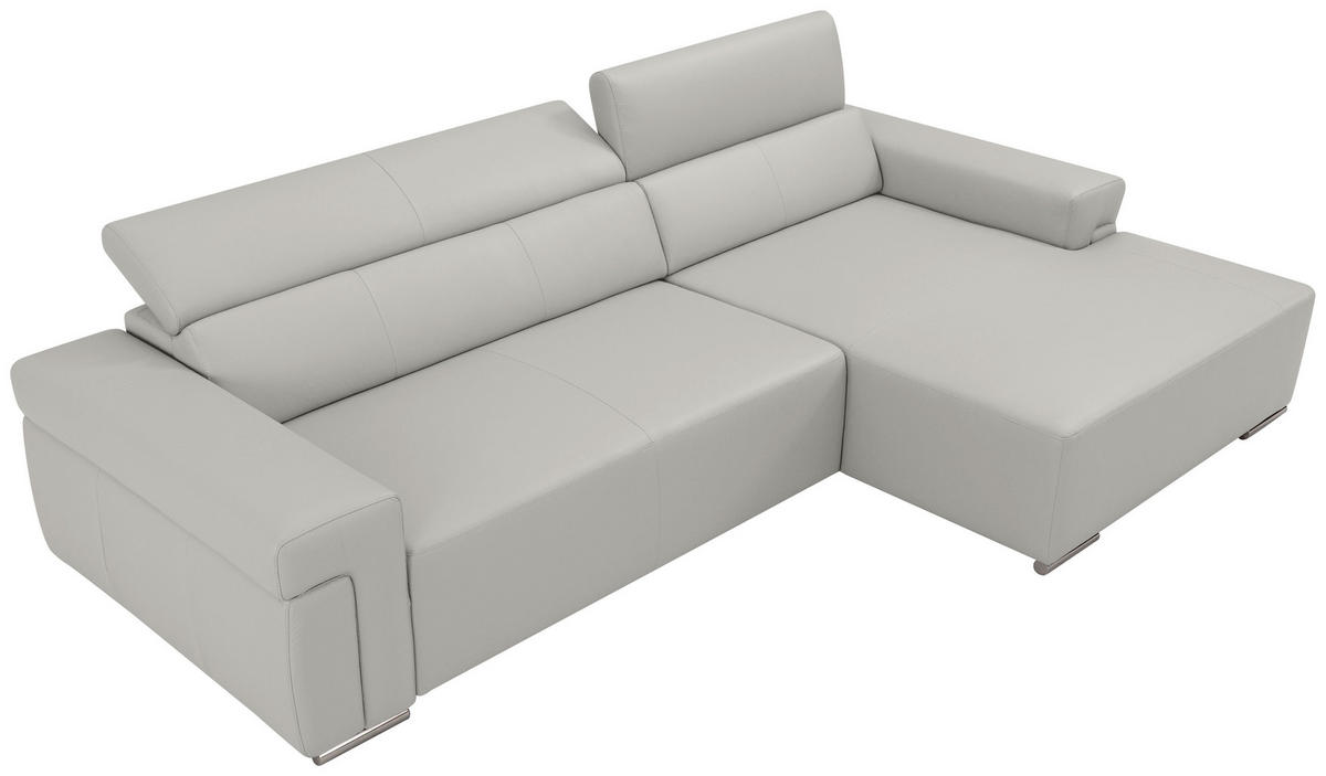 Ecksofa inkl. Funktion DUA Beige Echtleder  - Chromfarben/Beige, Design, Leder/Metall (293/170cm) - Novel