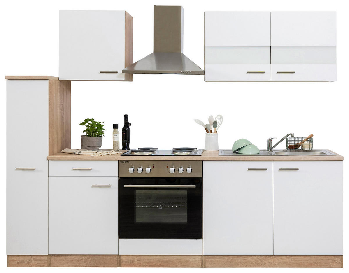 MODULKÖK 240 cm   i vit  - stålfärgad/vit, Basics, metall/trämaterial (240cm) - Respekta