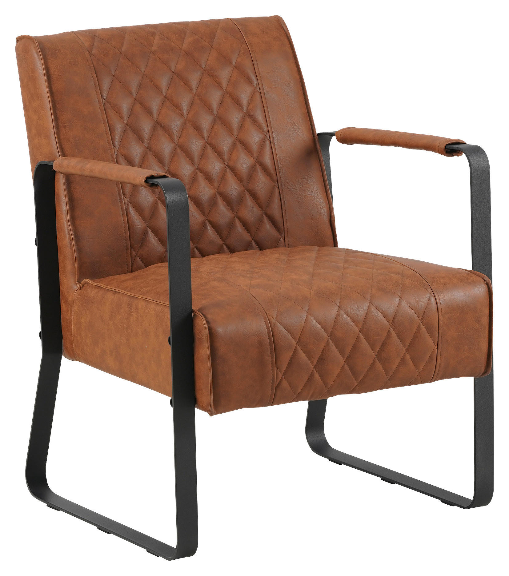 SESSEL Lederlook Cognac    - Hellbraun/Cognac, KONVENTIONELL, Textil/Metall (75/61/70cm) - MID.YOU