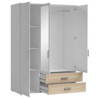 DREHTÜRENSCHRANK  in Weiß, Sonoma Eiche  - Alufarben/Weiß, MODERN, Holzwerkstoff/Kunststoff (125/190/51cm) - MID.YOU