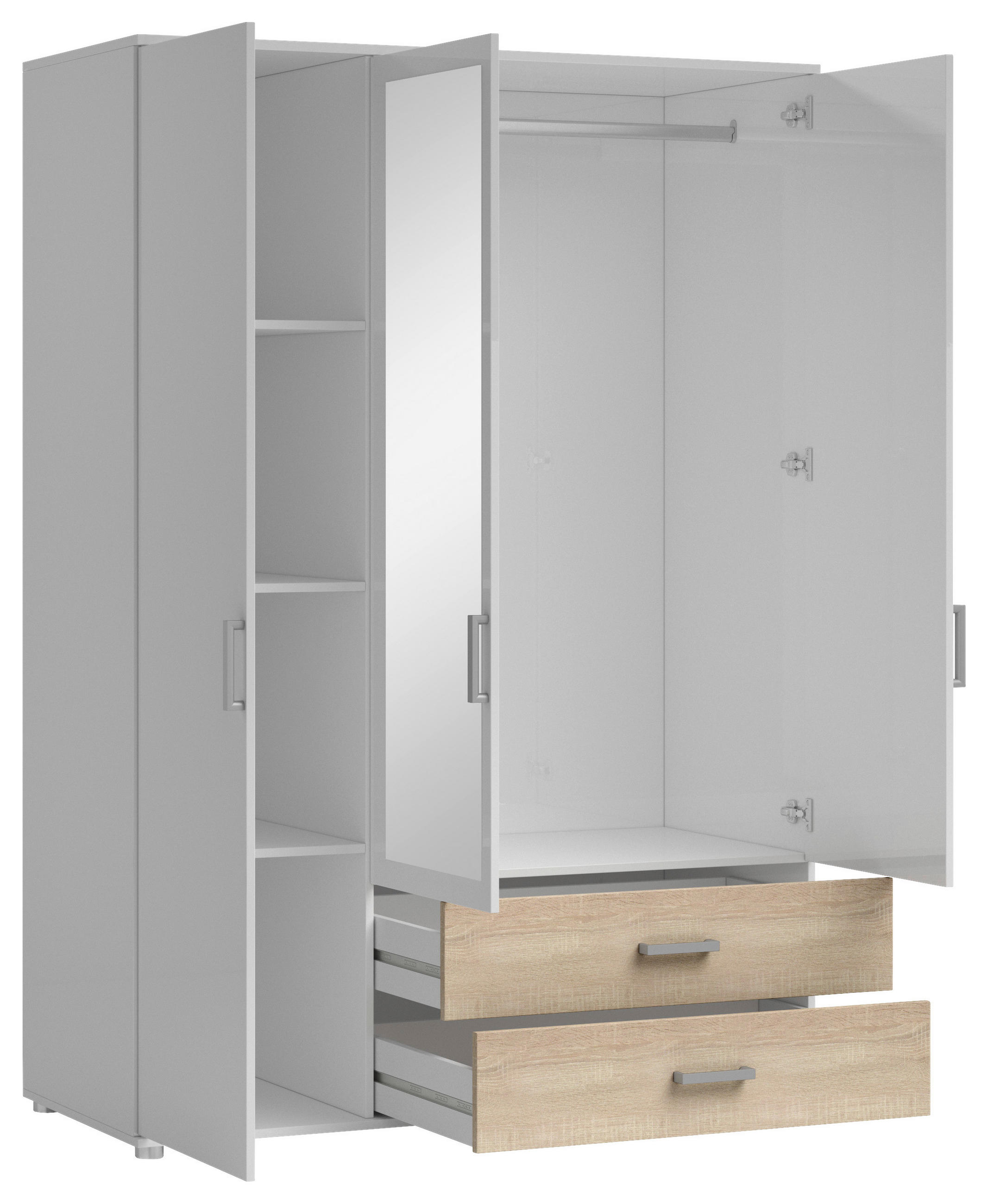 DULAP CU UșI ROTATIVE, 125/190/51 cm, alb, stejar Sonoma