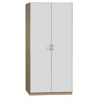 DREHTÜRENSCHRANK in Weiss, Sonoma Eiche  - Weiss/Silberfarben, Design, Holzwerkstoff/Kunststoff (91/197/54cm) - Boxxx