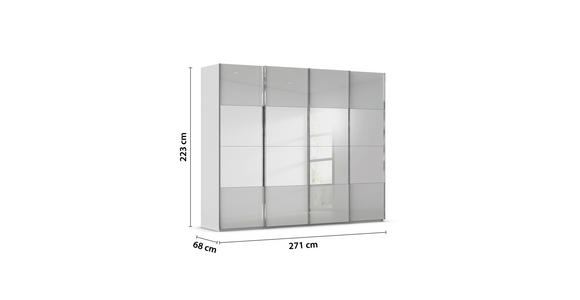 SCHWEBETÜRENSCHRANK 271/223/68 cm 4-türig Seidengrau  - Chromfarben/Seidengrau, Design, Glas/Holzwerkstoff (271/223/68cm) - Novel