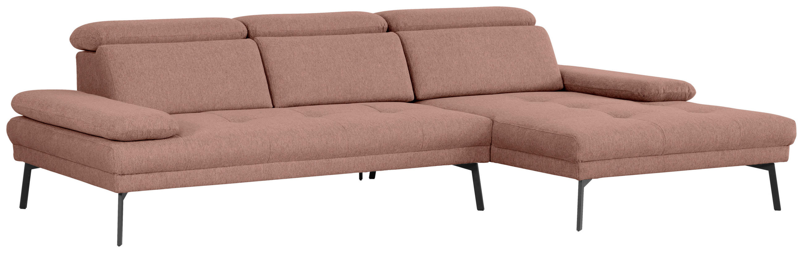 ECKSOFA Kupferfarben Webstoff  - Schwarz/Kupferfarben, Design, Textil/Metall (296/188cm) - Xora