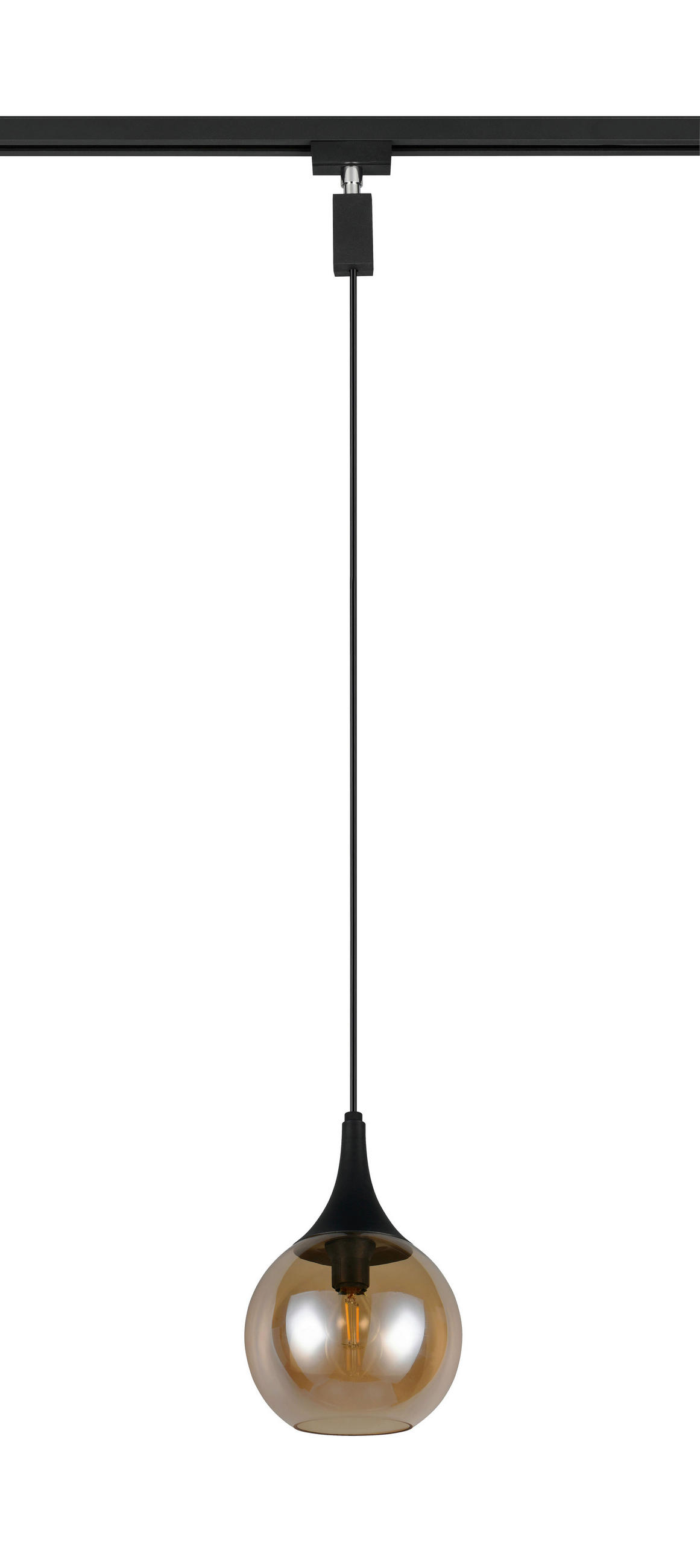 Trio Leuchten Schienensystem-Hängeleuchte Lumina Schwarz, Bernstein 180 cm