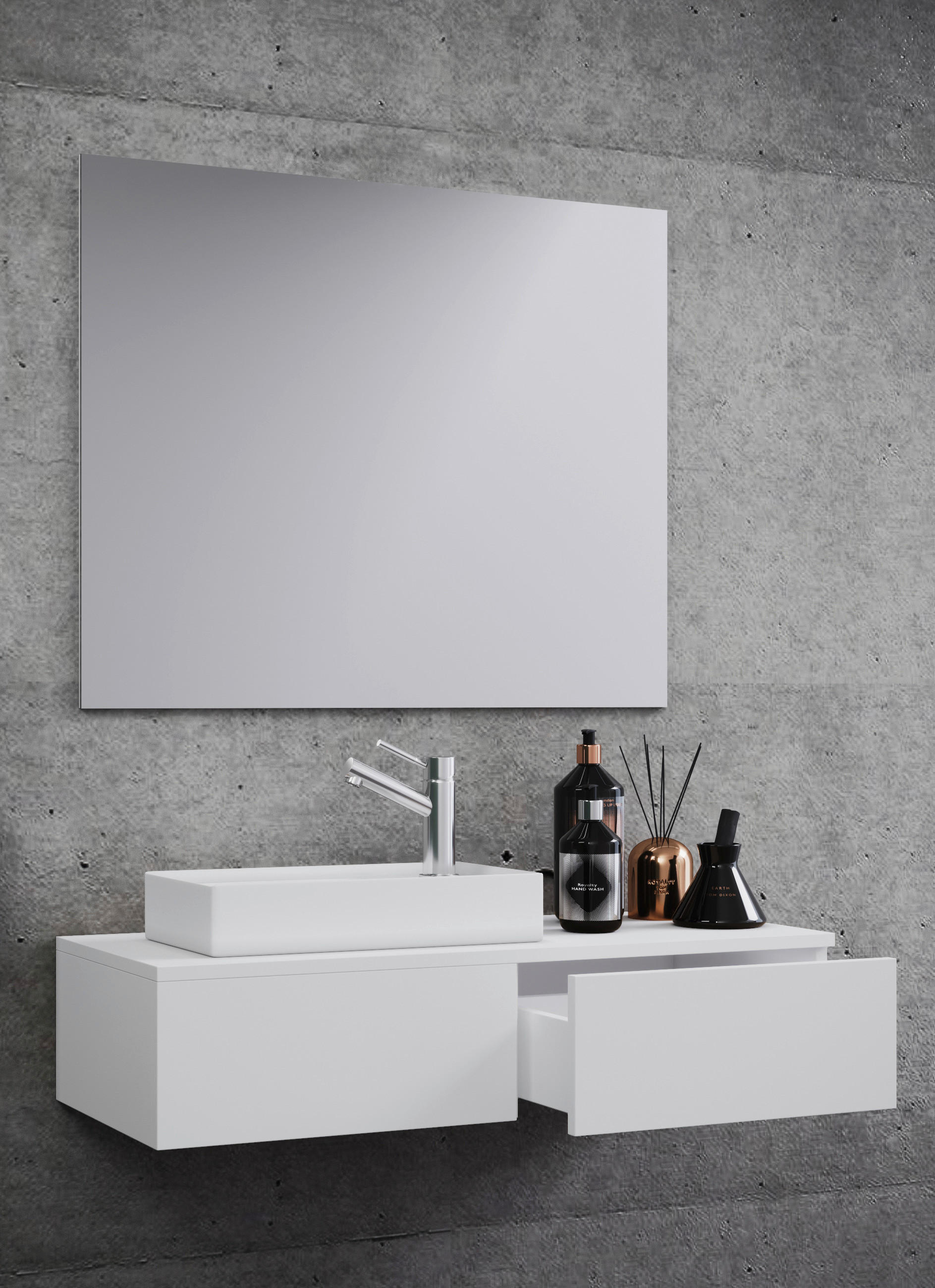 Thumbnail - Mid.you Badezimmer VCM Gudas, Weiß, Holzwerkstoff, 3-teilig, 1 Schubladen, 85 cm, hängend, erweiterbar, Badezimmer, Badm...