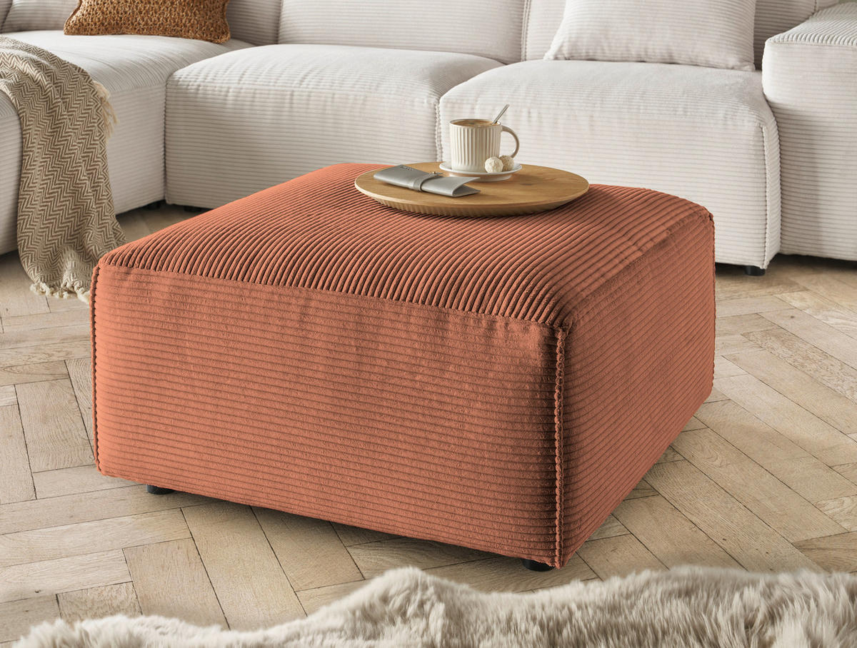 HOCKER Cord Rostfarben  - Rostfarben/Schwarz, Design, Kunststoff/Textil (80/42/80cm) - Pure Home Lifestyle