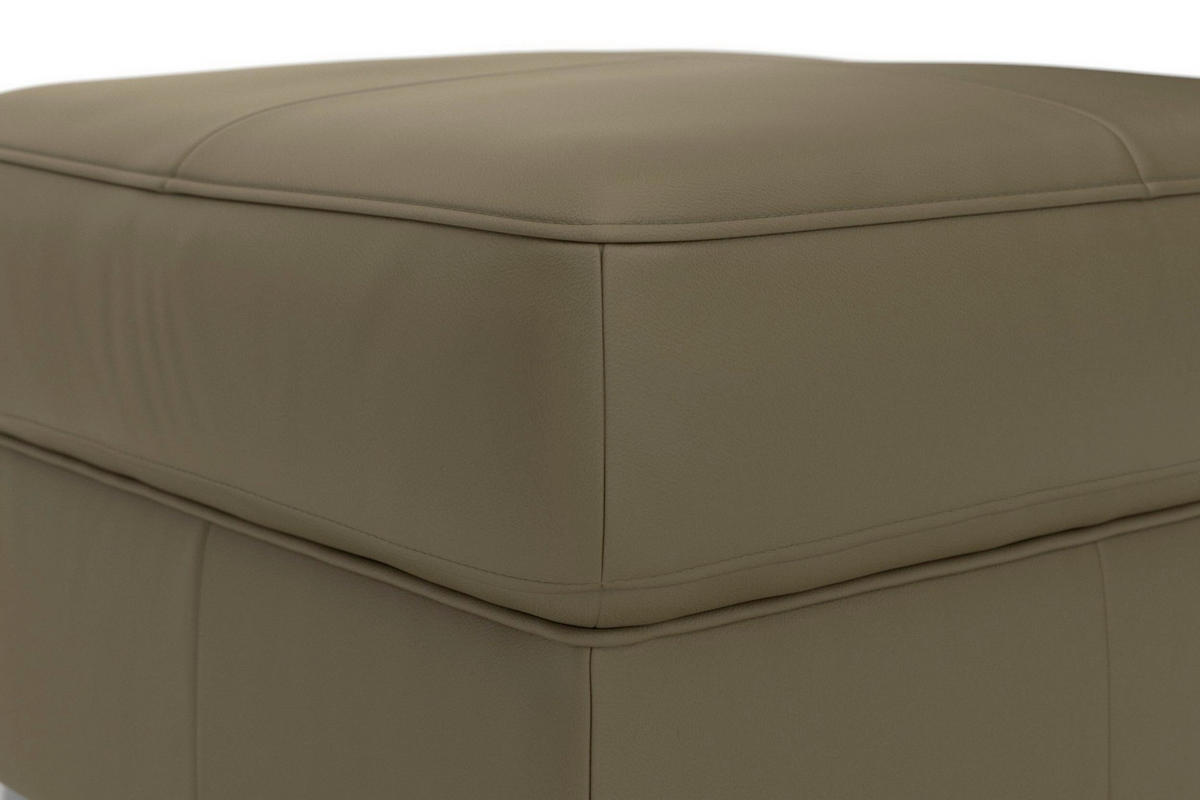 HOCKER Leder Olivgrün  - Chromfarben/Olivgrün, Basics, Leder/Metall (58/48/58cm) - Sit & More