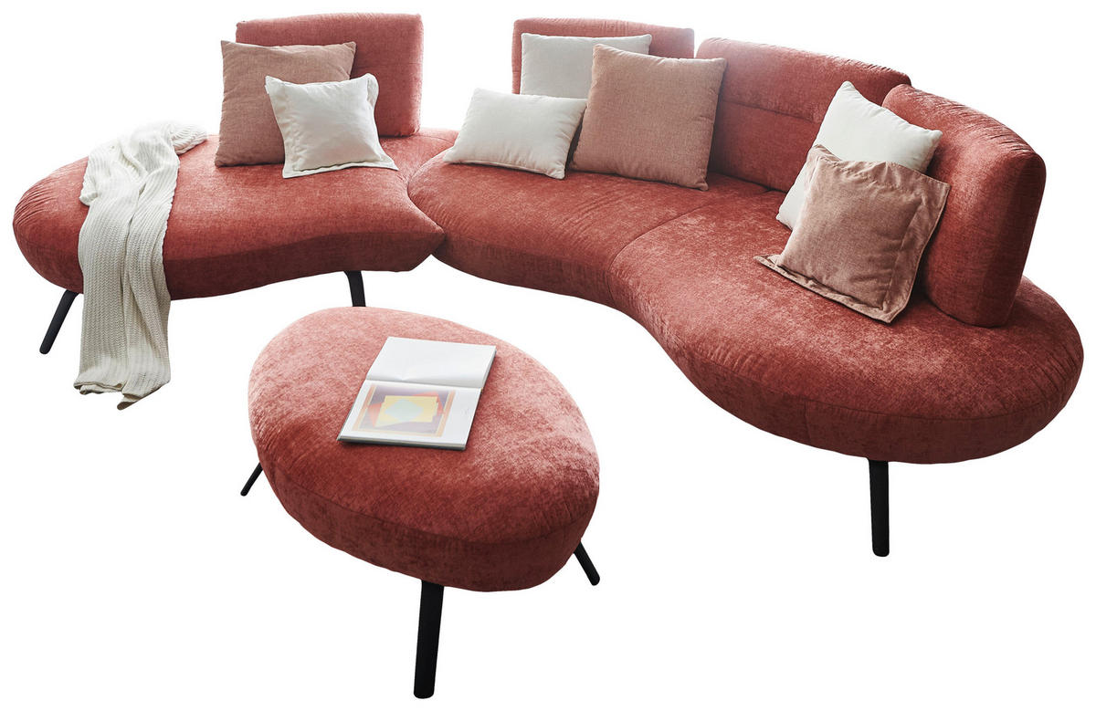 BIGSOFA Flachgewebe Rot  - Rot/Schwarz, Design, Textil/Metall (456/93/138cm) - Moderano