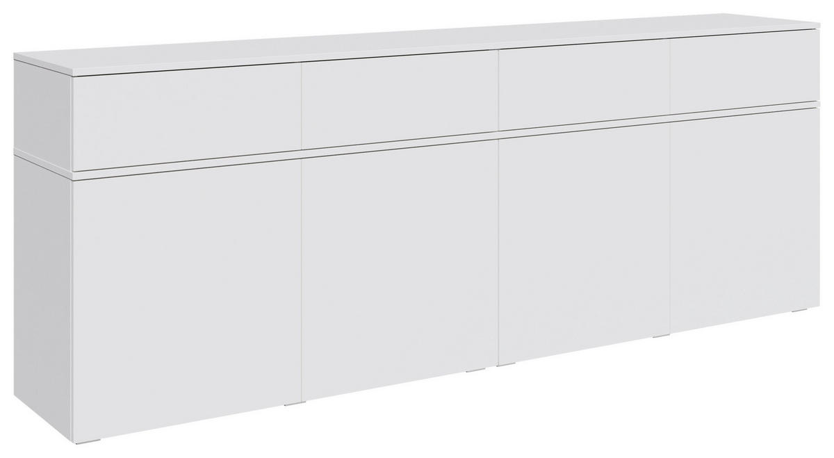 SIDEBOARD  220/80/40 cm 4 Schublade(n)  - Silberfarben/Weiß, Design, Holzwerkstoff/Kunststoff (220/80/40cm) - Xora