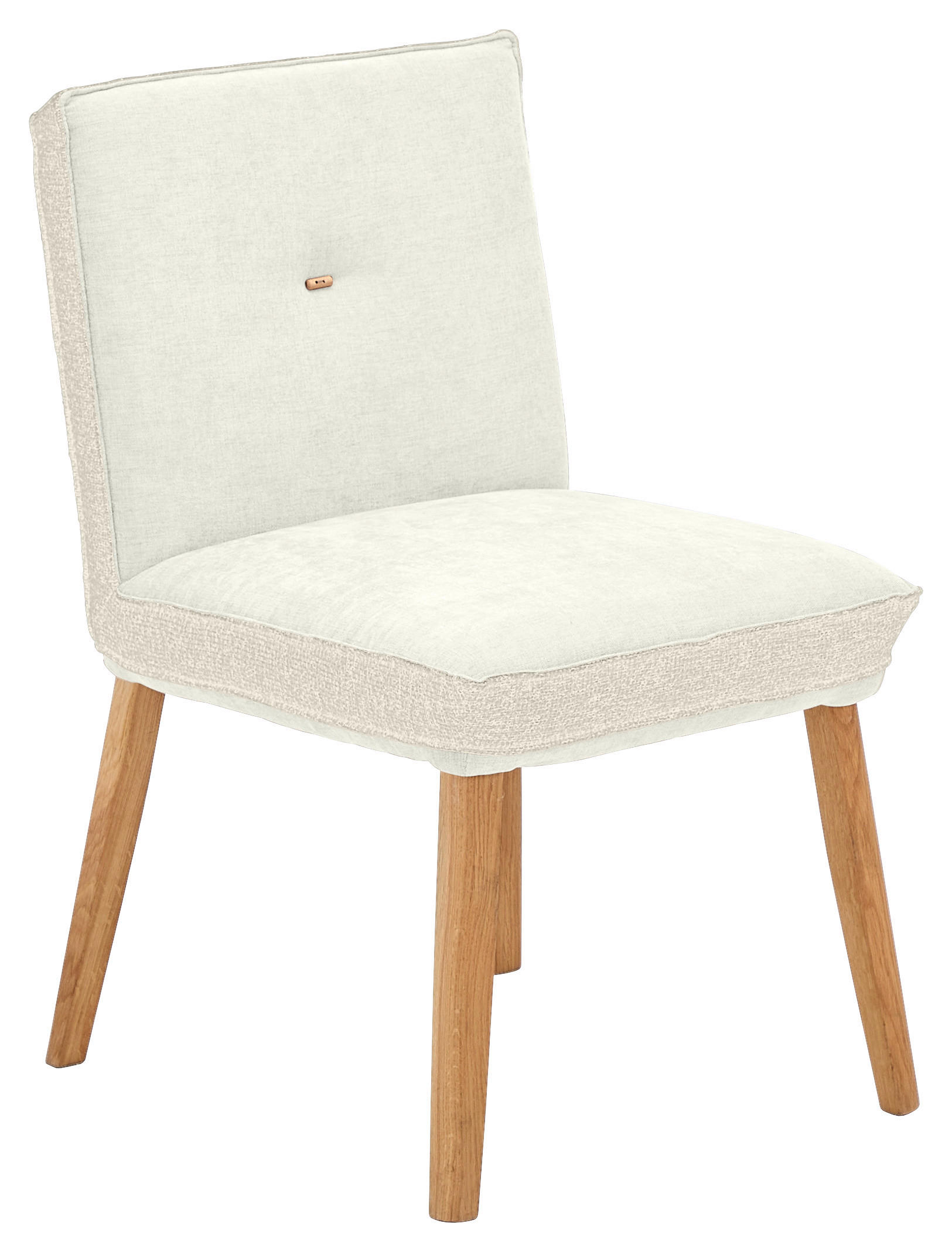 STUHL Webstoff, Mikrofaser Creme Eiche vollmassiv  - Eichefarben/Creme, Design, Holz/Textil (49/86/67cm) - Linea Natura