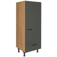 GERÄTEUMBAUSCHRANK 60/168/58 cm  in Grün, Eichefarben  - Eichefarben/Schwarz, MODERN, Holzwerkstoff/Metall (60/168/58cm) - Nobilia