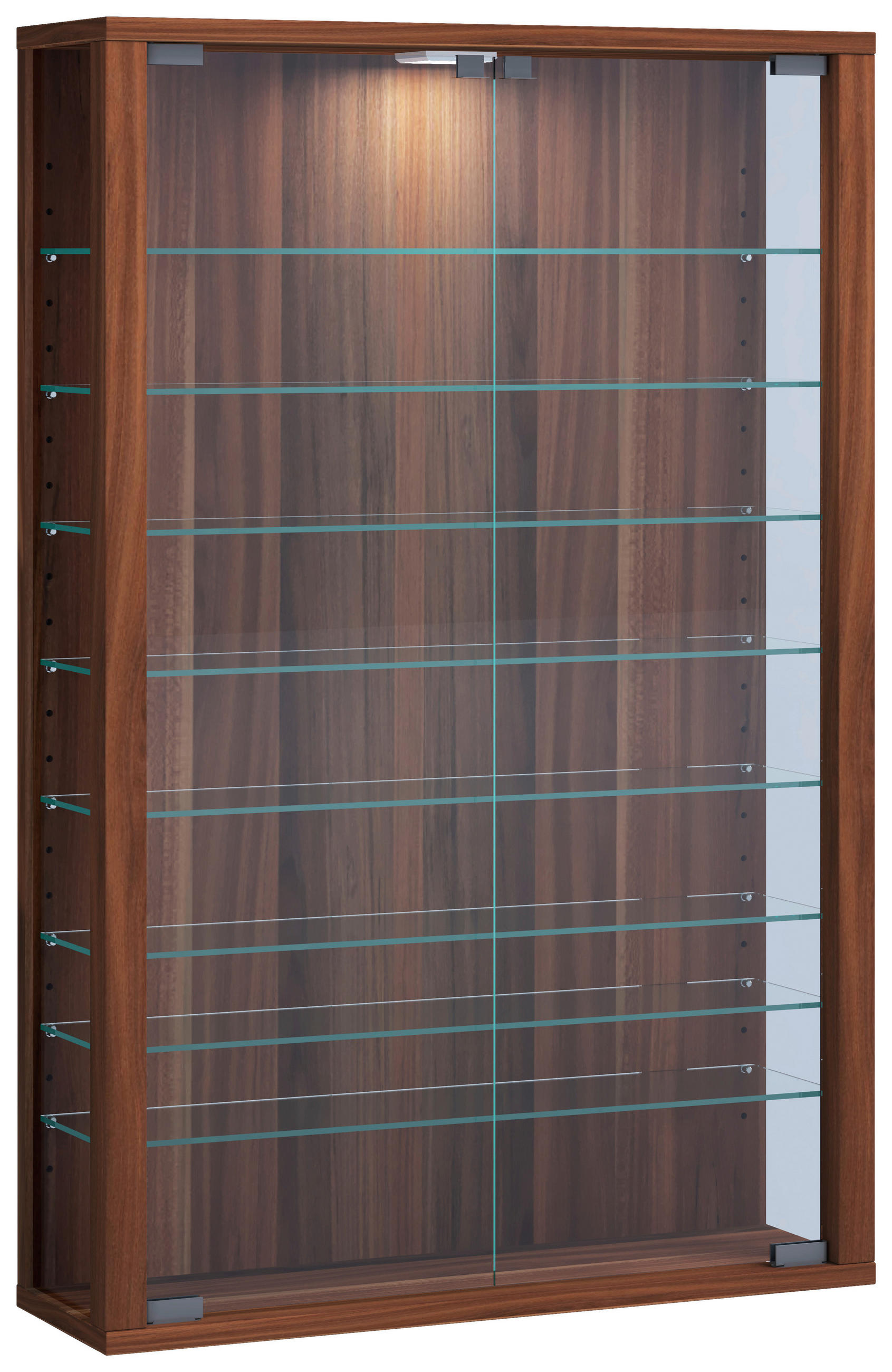 VITRINE in Nussbaumfarben  - Nussbaumfarben/Schwarz, Design, Glas/Holzwerkstoff (59/91/18cm) - MID.YOU