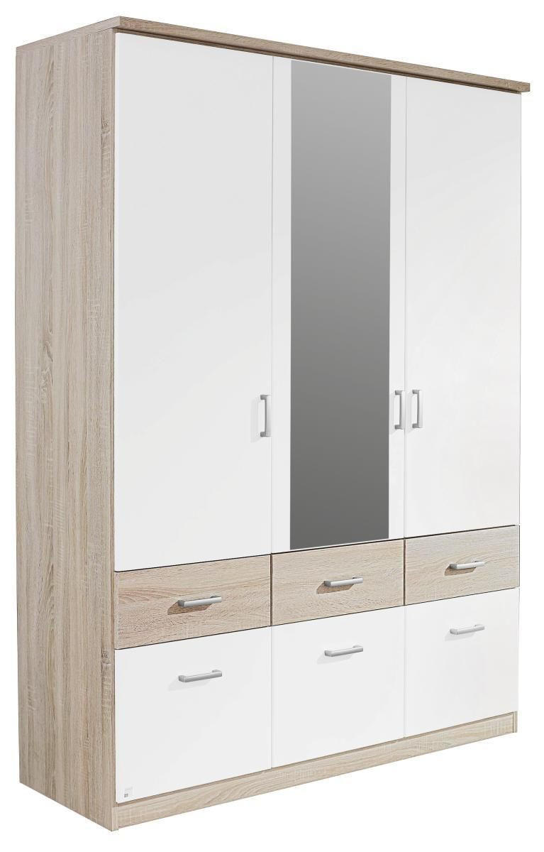 Kleiderschrank in Weiß, Sonoma Eiche