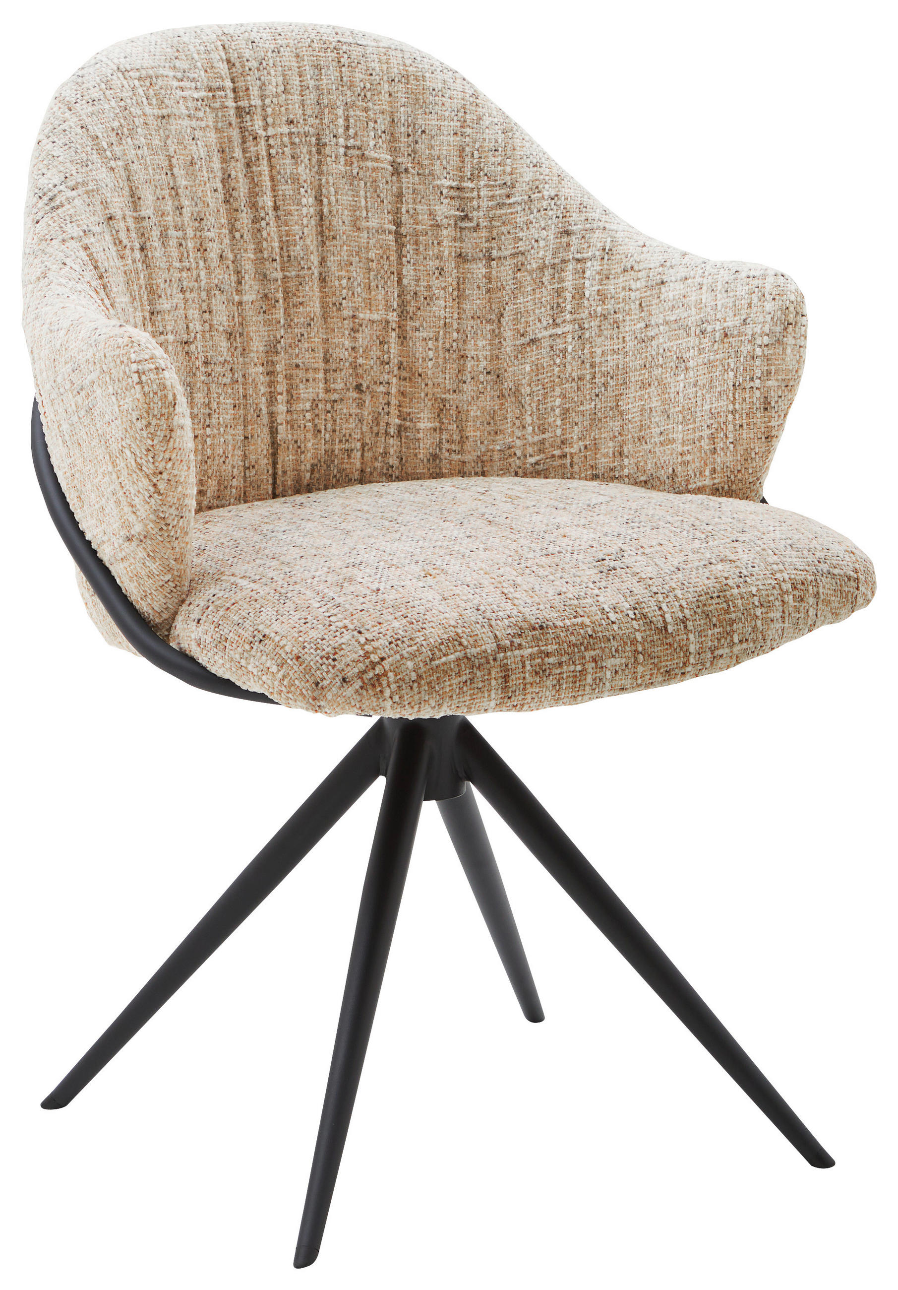 ARMLEHNSTUHL  Lederauswahl, Stoffauswahl, Sitzfläche 360° drehbar beflockt  - Anthrazit/Orange, Design, Textil/Metall (57/84/44,5cm) - Belluti